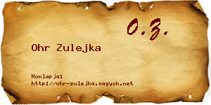 Ohr Zulejka névjegykártya